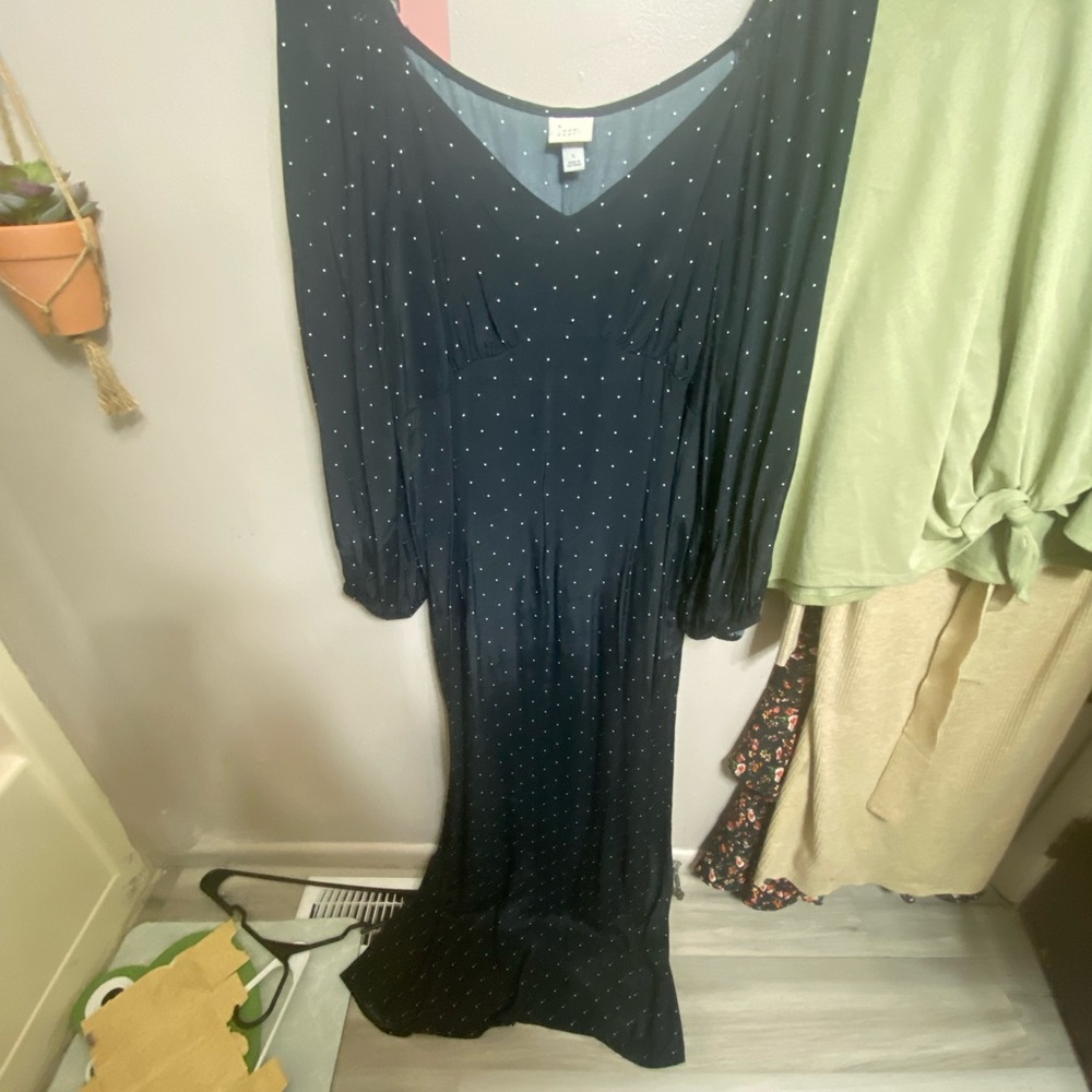 a new day Black Maxi Dress with White Dots
